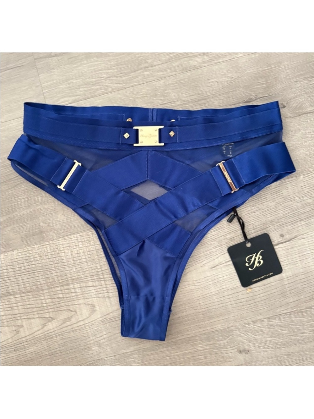 Honey Birdette NWT Keely High Waist Brazilian - Navy Size Small - Picture 2 of 11